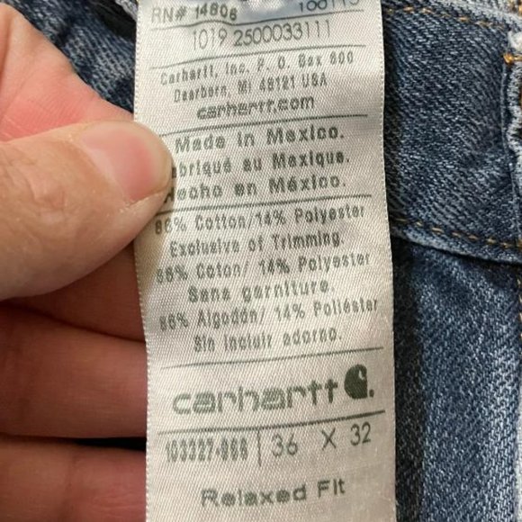 Carhartt Jeans Relaxed Fit Men's 36X32 Blue Denim Straight Leg Cargo Pants - Picture 5 of 9